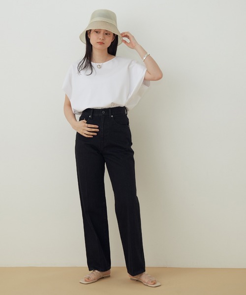 ADAM ET ROPE'(アダムエロペ)の「【アウトレット店舗・WEB限定】TCポンチフレンチスリーブTEE(Tシャツ/カットソー・レディース・ブラック/ホワイト/クリーム/ブラウン/グリーン・FREE)」の13枚目の写真