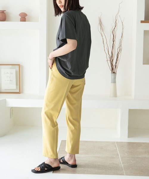 rectangle（レクタングル）の「オーガニックコットンキリカエショルダーT（Tシャツ/カットソー・レディース・チャコールグレー/モカ/ブラック/グレイッシュベージュ/グリーン/オフホワイト・FREE）」の13枚目の写真