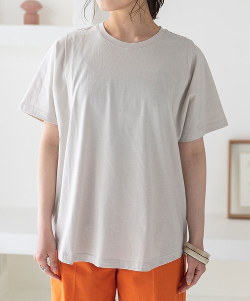 rectangle（レクタングル）の「オーガニックコットンキリカエショルダーT（Tシャツ/カットソー・レディース・チャコールグレー/モカ/ブラック/グレイッシュベージュ/グリーン/オフホワイト・FREE）」の17枚目の写真