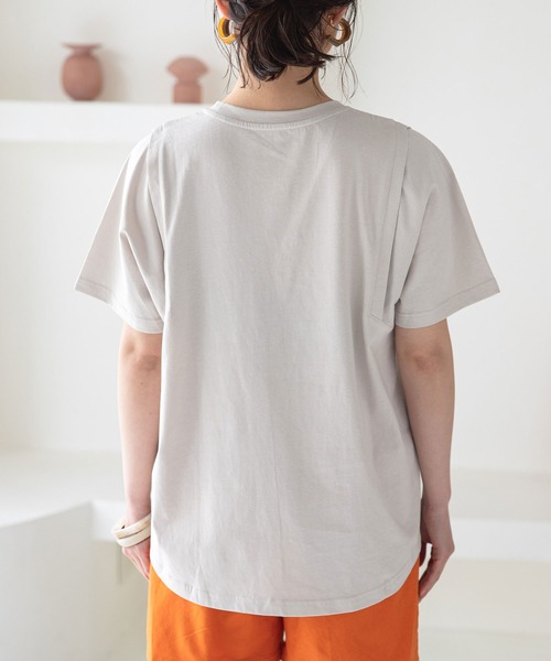 rectangle（レクタングル）の「オーガニックコットンキリカエショルダーT（Tシャツ/カットソー・レディース・チャコールグレー/モカ/ブラック/グレイッシュベージュ/グリーン/オフホワイト・FREE）」の18枚目の写真