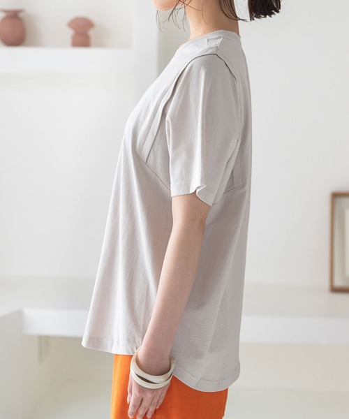 rectangle（レクタングル）の「オーガニックコットンキリカエショルダーT（Tシャツ/カットソー・レディース・チャコールグレー/モカ/ブラック/グレイッシュベージュ/グリーン/オフホワイト・FREE）」の19枚目の写真