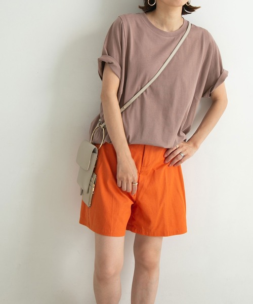 rectangle（レクタングル）の「オーガニックコットンキリカエショルダーT（Tシャツ/カットソー・レディース・チャコールグレー/モカ/ブラック/グレイッシュベージュ/グリーン/オフホワイト・FREE）」の22枚目の写真