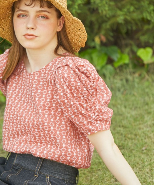 archives（アルシーヴ）の「【入荷禁止】刺繍レースパワショルブラウス（シャツ/ブラウス・レディース・ネイビー/オフホワイト/オレンジ・MEDIUM）」の3枚目の写真