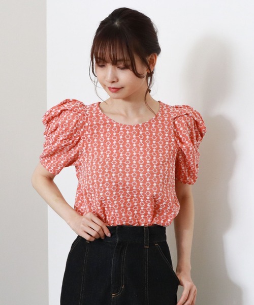 archives（アルシーヴ）の「【入荷禁止】刺繍レースパワショルブラウス（シャツ/ブラウス・レディース・ネイビー/オフホワイト/オレンジ・MEDIUM）」の7枚目の写真