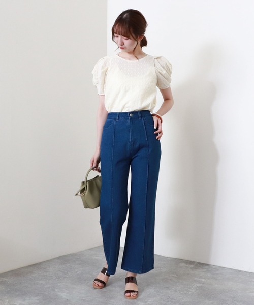 archives（アルシーヴ）の「【入荷禁止】刺繍レースパワショルブラウス（シャツ/ブラウス・レディース・ネイビー/オフホワイト/オレンジ・MEDIUM）」の6枚目の写真