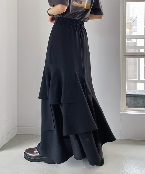 PAGEBOY（ページボーイ）の「リーフティアードスカート（スカート・レディース・ブラック/オリーブ/グレイッシュベージュ/イエロー系その他・FREE）」の5枚目の写真