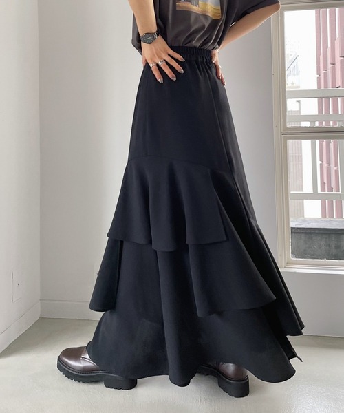 PAGEBOY（ページボーイ）の「リーフティアードスカート（スカート・レディース・ブラック/オリーブ/グレイッシュベージュ/イエロー系その他・FREE）」の6枚目の写真