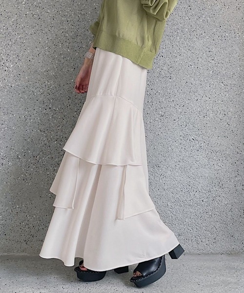 PAGEBOY（ページボーイ）の「リーフティアードスカート（スカート・レディース・ブラック/オリーブ/グレイッシュベージュ/イエロー系その他・FREE）」の11枚目の写真