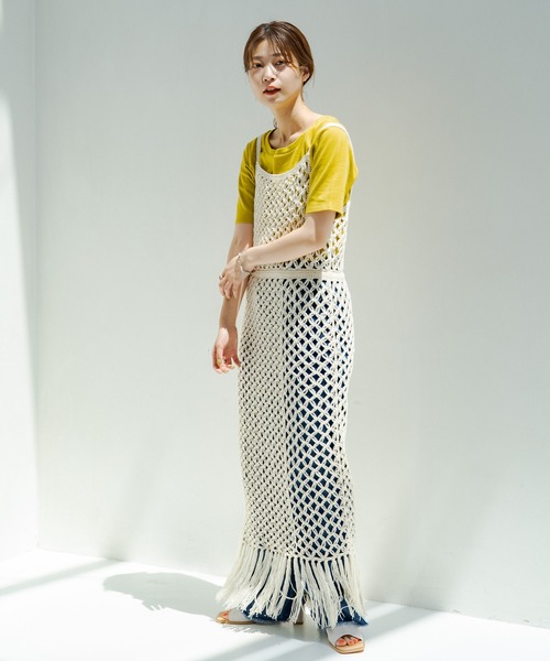 Kastane(カスタネ)の「マクラメ編みワンピース(ワンピース・レディース・グリーン/アイボリー・FREE)」の15枚目の写真