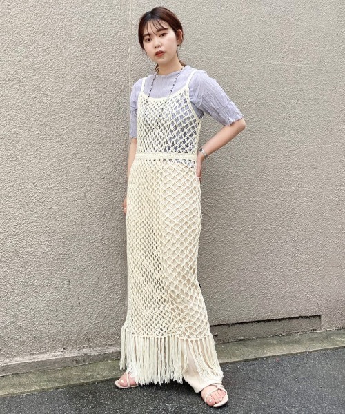 Kastane(カスタネ)の「マクラメ編みワンピース(ワンピース・レディース・グリーン/アイボリー・FREE)」の19枚目の写真