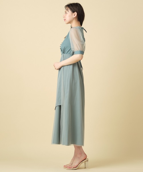 ROYAL PARTY（ロイヤルパーティー）の「チュールスリーブカシュクールワンピース（ワンピース・レディース・ブラック/ベージュ/ブルー・FREE）」の5枚目の写真