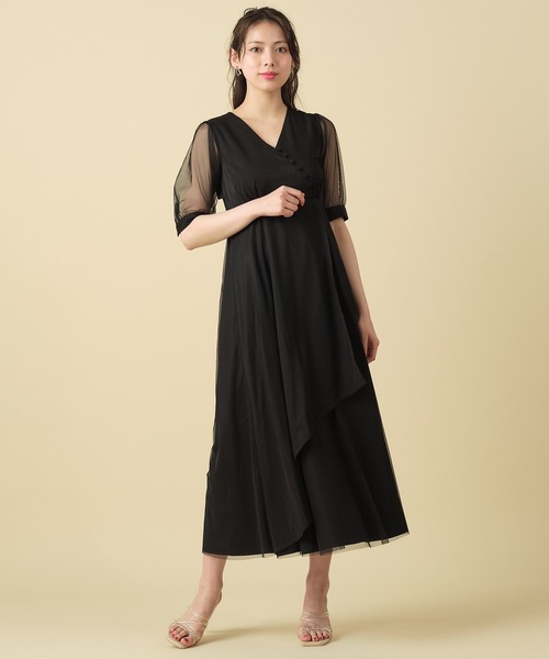 ROYAL PARTY（ロイヤルパーティー）の「チュールスリーブカシュクールワンピース（ワンピース・レディース・ブラック/ベージュ/ブルー・FREE）」の11枚目の写真