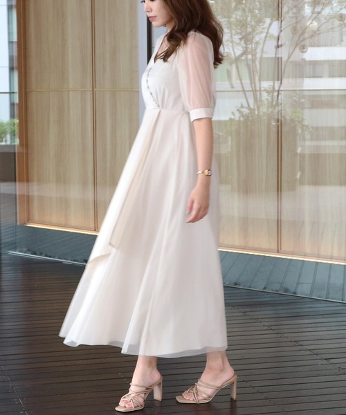 ROYAL PARTY（ロイヤルパーティー）の「チュールスリーブカシュクールワンピース（ワンピース・レディース・ブラック/ベージュ/ブルー・FREE）」の15枚目の写真