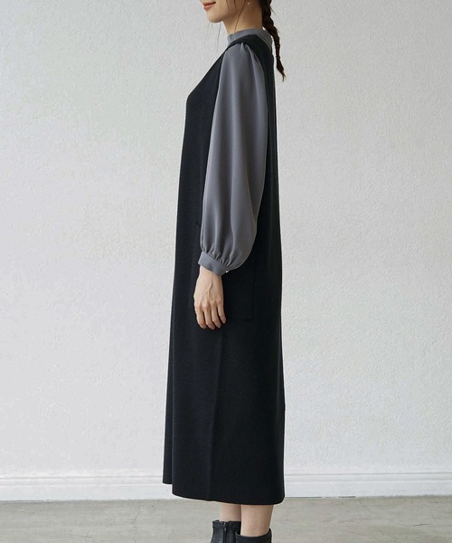 ROPE' PICNIC(ロペピクニック)の「【芳根京子さん別注カラー:グレー,グリーン】【アンチピリング】ポケットニットジャンパースカート(ジャンパースカート・レディース・ブラック/ベージュ系その他/ブルー系その他4/オフホワイト/グリーン系その他/グレー・40/38)」の15枚目の写真