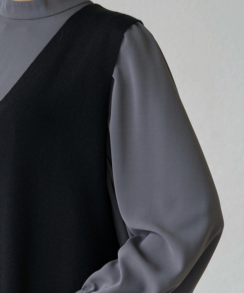 ROPE' PICNIC(ロペピクニック)の「【芳根京子さん別注カラー:グレー,グリーン】【アンチピリング】ポケットニットジャンパースカート(ジャンパースカート・レディース・ブラック/ベージュ系その他/ブルー系その他4/オフホワイト/グリーン系その他/グレー・40/38)」の19枚目の写真