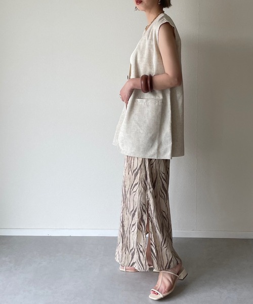 y/m by misato(イムバイミサト)の「ゼブラ柄ストレートスカート(スカート・レディース・アイボリー/モカ・FREE)」の6枚目の写真