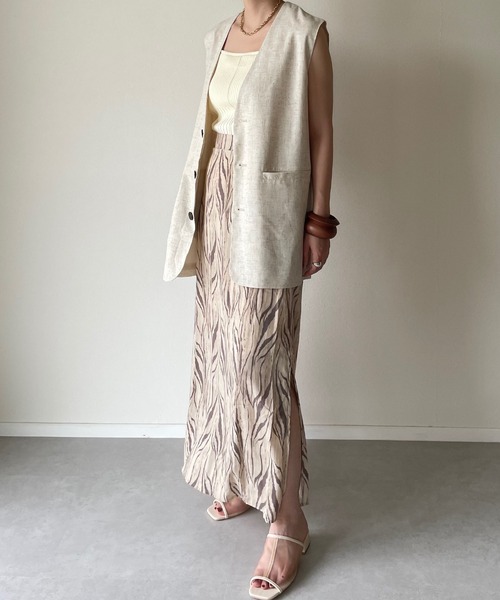 y/m by misato(イムバイミサト)の「ゼブラ柄ストレートスカート(スカート・レディース・アイボリー/モカ・FREE)」の5枚目の写真