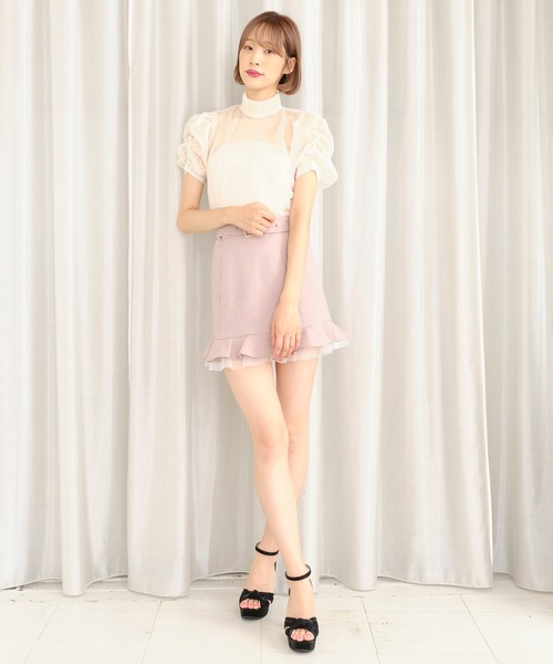 TITTY&CO.（ティティーアンドコー）の「ギャザースリーブシアートップス（シャツ/ブラウス・レディース・ブラック/グレー/オフホワイト/マルチ・FREE）」の15枚目の写真