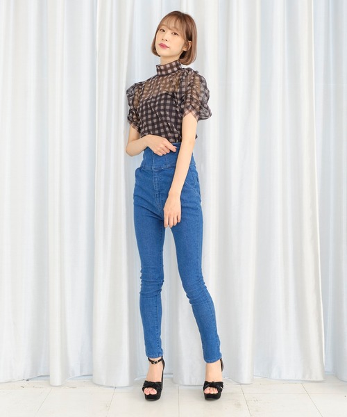 TITTY&CO.（ティティーアンドコー）の「ギャザースリーブシアートップス（シャツ/ブラウス・レディース・ブラック/グレー/オフホワイト/マルチ・FREE）」の18枚目の写真