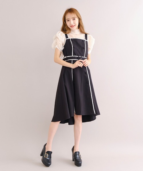 TITTY&CO.（ティティーアンドコー）の「ギャザースリーブシアートップス（シャツ/ブラウス・レディース・ブラック/グレー/オフホワイト/マルチ・FREE）」の5枚目の写真