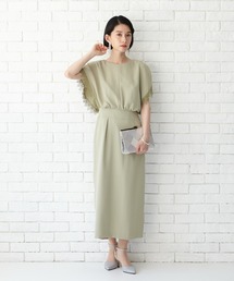 AIMER | ケミカルレースブレード袖ブラウジングIラインパーティードレス(ワンピース)