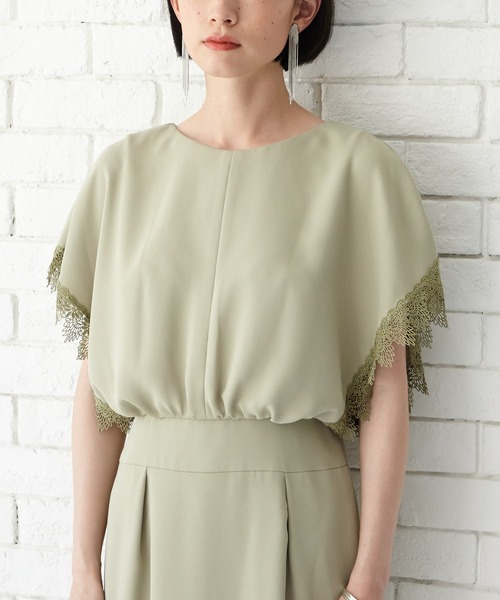 AIMER（エメ）の「ケミカルレースブレード袖ブラウジングIラインパーティードレス（ワンピース・レディース・スモーキーグリーン系/ベージュ/チャコールグレー/モカ・MEDIUM）」の15枚目の写真