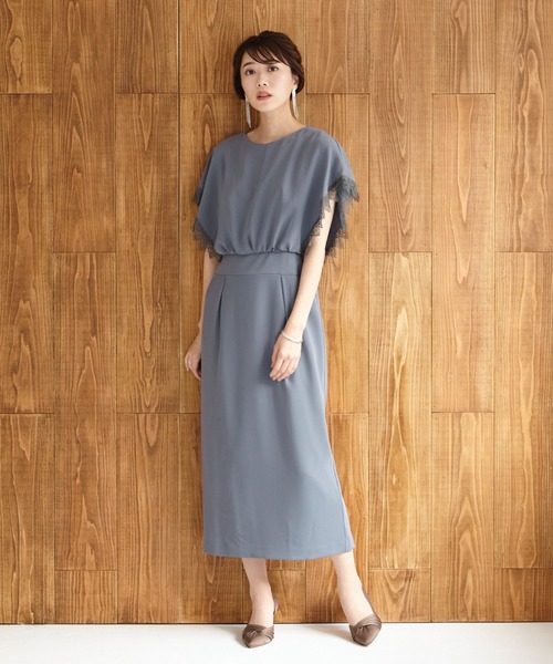 AIMER（エメ）の「ケミカルレースブレード袖ブラウジングIラインパーティードレス（ワンピース・レディース・スモーキーグリーン系/ベージュ/チャコールグレー/モカ・MEDIUM）」の20枚目の写真