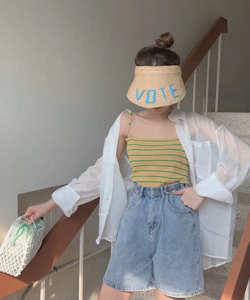 Anuenue（アヌエヌエ）の「カラフルボーダー リブキャミソール（キャミソール・レディース・ホワイト/ネイビー/ピンク/イエロー/グリーン・FREE）」の6枚目の写真