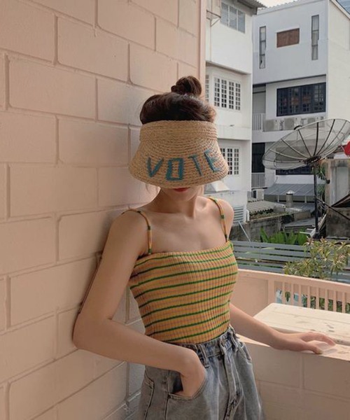 Anuenue（アヌエヌエ）の「カラフルボーダー リブキャミソール（キャミソール・レディース・ホワイト/ネイビー/ピンク/イエロー/グリーン・FREE）」の10枚目の写真