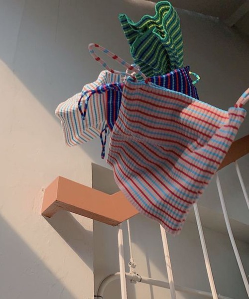 Anuenue（アヌエヌエ）の「カラフルボーダー リブキャミソール（キャミソール・レディース・ホワイト/ネイビー/ピンク/イエロー/グリーン・FREE）」の14枚目の写真