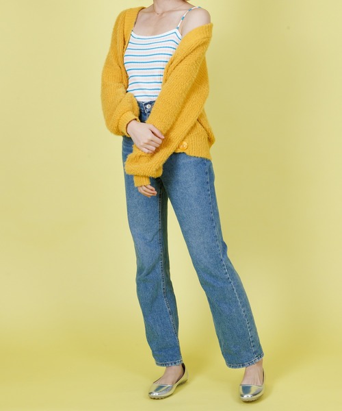 Anuenue（アヌエヌエ）の「カラフルボーダー リブキャミソール（キャミソール・レディース・ホワイト/ネイビー/ピンク/イエロー/グリーン・FREE）」の21枚目の写真