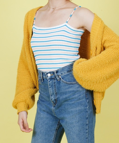 Anuenue（アヌエヌエ）の「カラフルボーダー リブキャミソール（キャミソール・レディース・ホワイト/ネイビー/ピンク/イエロー/グリーン・FREE）」の17枚目の写真