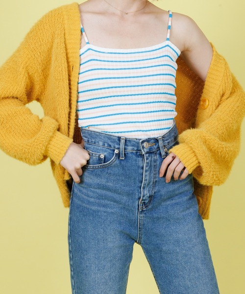 Anuenue（アヌエヌエ）の「カラフルボーダー リブキャミソール（キャミソール・レディース・ホワイト/ネイビー/ピンク/イエロー/グリーン・FREE）」の18枚目の写真