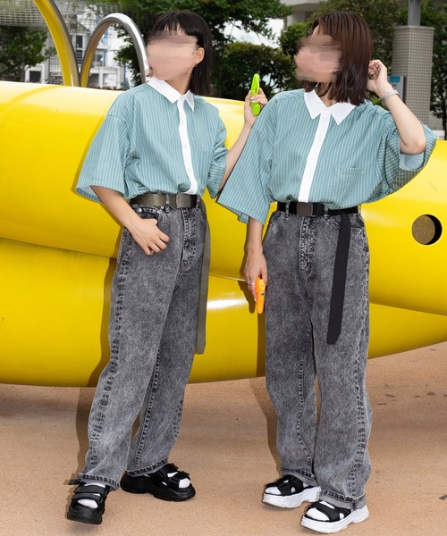 PairPair（ペアペア）の「ストライプクレリックシャツ（ユニセックス）（シャツ/ブラウス・レディース・ブラック/グレー/グリーン・MEDIUM/LARGE）」の21枚目の写真