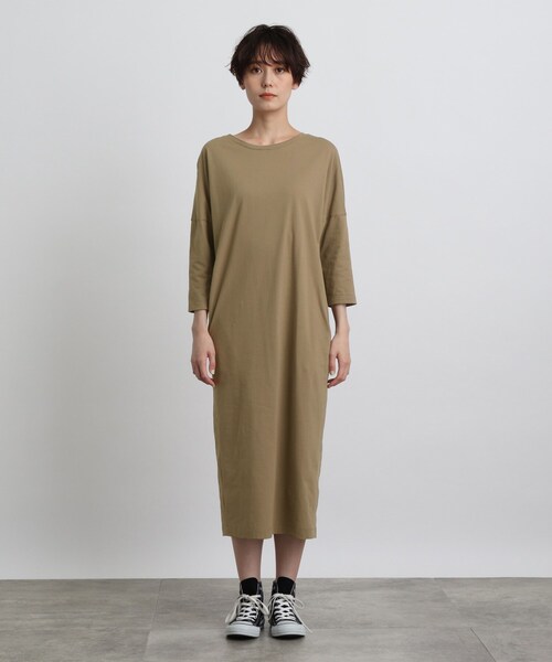 INDIVI（インディヴィ）の「◆【洗える】ドルマンカットソーワンピース（ワンピース・レディース・オレンジ/ブラウン系/ブラック・05/34/38）」の4枚目の写真