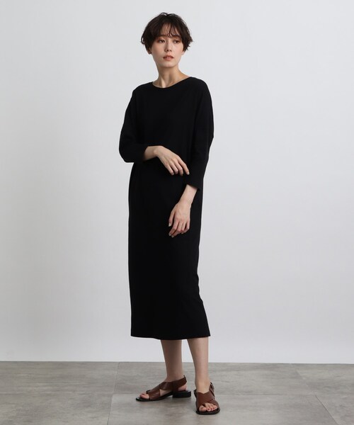 INDIVI（インディヴィ）の「◆【洗える】ドルマンカットソーワンピース（ワンピース・レディース・オレンジ/ブラウン系/ブラック・05/34/38）」の5枚目の写真