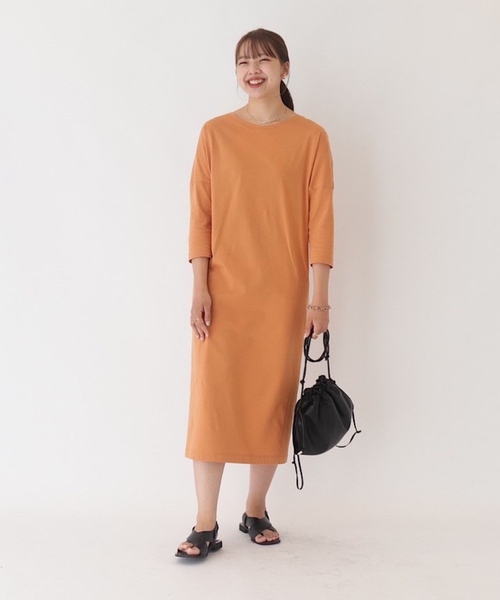 INDIVI（インディヴィ）の「◆【洗える】ドルマンカットソーワンピース（ワンピース・レディース・オレンジ/ブラウン系/ブラック・05/34/38）」の12枚目の写真