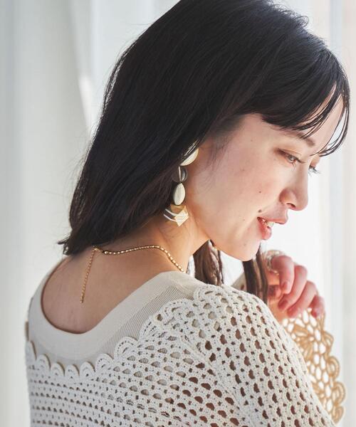 coen（コーエン）の「レース編みシアー深Vネックニット（ニット/セーター・レディース・ブラック/ナチュラル・FREE）」の9枚目の写真