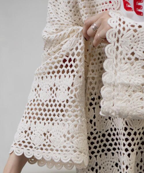 coen（コーエン）の「レース編みシアー深Vネックニット（ニット/セーター・レディース・ブラック/ナチュラル・FREE）」の13枚目の写真