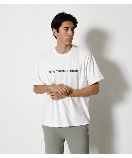 AZUL by moussy（アズールバイマウジー）の「PIGMENT GRAPHIC TEE / ピグメント グラフィックTシャツ（Tシャツ/カットソー・メンズ・ホワイト/ライトブラック/ライトベージュ・MEDIUM/LARGE）」の15枚目の写真