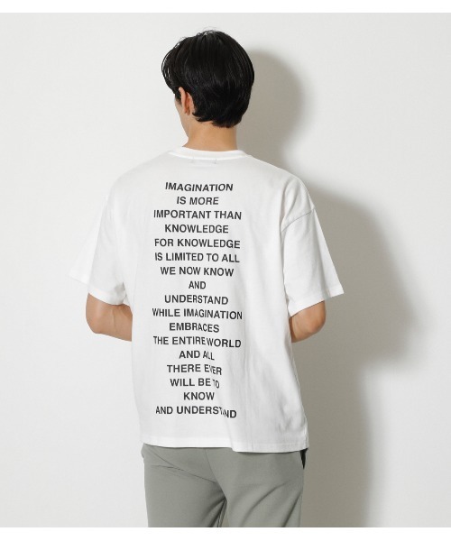 AZUL by moussy（アズールバイマウジー）の「PIGMENT GRAPHIC TEE / ピグメント グラフィックTシャツ（Tシャツ/カットソー・メンズ・ホワイト/ライトブラック/ライトベージュ・MEDIUM/LARGE）」の6枚目の写真