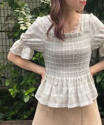 MAJESTIC LEGON | シャーリングチェックブラウス(シャツ/ブラウス)