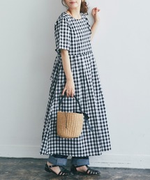 ギンガムチェックバックリボンワンピース