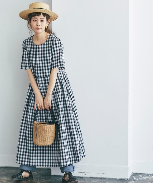 and R（アンドアール）の「ギンガムチェックバックリボンワンピース（ワンピース・レディース・ブラック・FREE）」の6枚目の写真