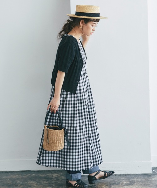 and R（アンドアール）の「ギンガムチェックバックリボンワンピース（ワンピース・レディース・ブラック・FREE）」の13枚目の写真