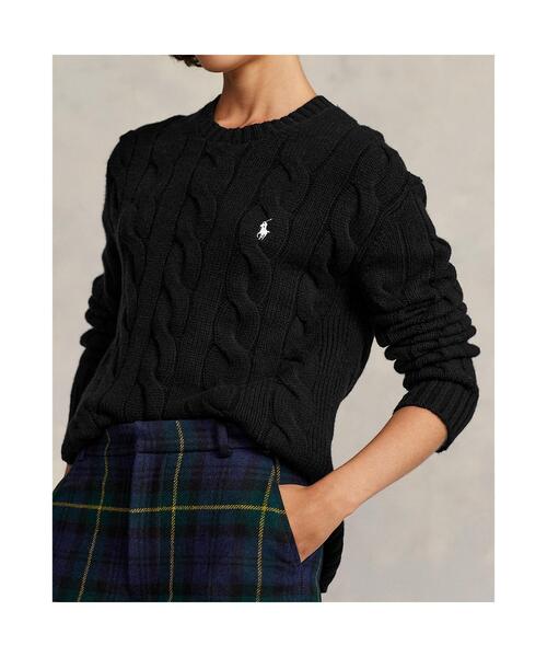 POLO RALPH LAUREN(ポロ ラルフ ローレン)の「ケーブルニット クルーネック セーター(ニット/セーター・レディース・ブラック系1・S/M/L/XL/XS)」の3枚目の写真