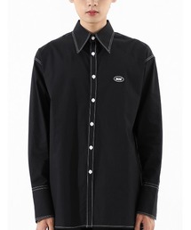 A'GEM/9 × .kom『BASIC COTTON/ベーシックコットン』BCN stitch over shirt/ベーシック ステッチ オーバーシャツ ボタンダウン