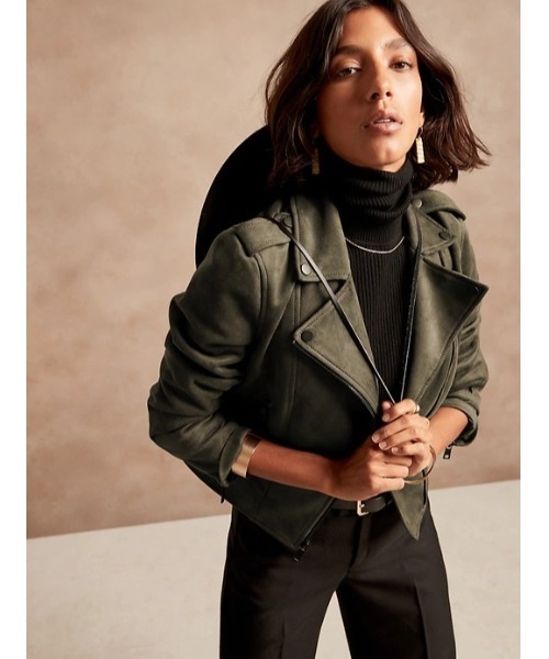 セール ヴィーガンスエード ライダースジャケット ライダースジャケット Banana Republic バナナリパブリック のファッション