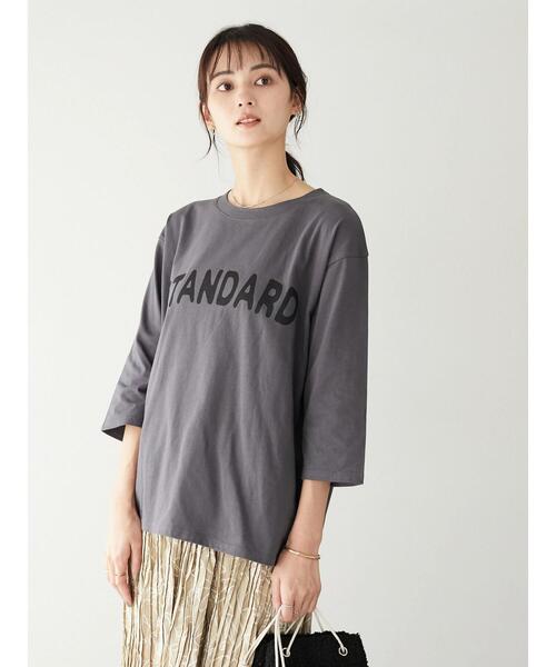 CRAFT STANDARD BOUTIQUE（クラフトスタンダードブティック）の「ロゴプリント8分TEE　＊（Tシャツ/カットソー・レディース・オートミール/チャコールグレー/ベージュ/グリーン・FREE）」の15枚目の写真