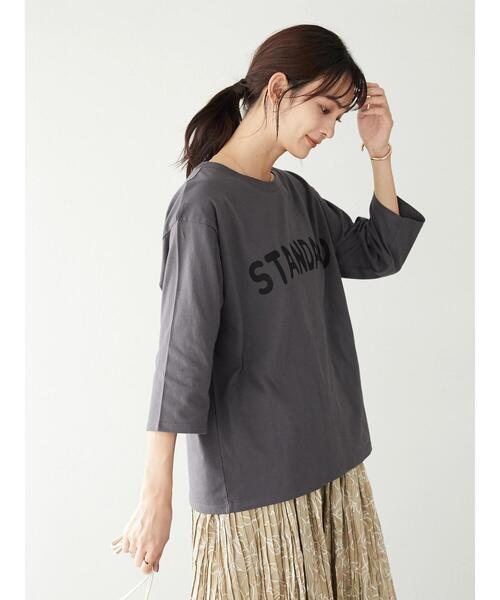 CRAFT STANDARD BOUTIQUE（クラフトスタンダードブティック）の「ロゴプリント8分TEE　＊（Tシャツ/カットソー・レディース・オートミール/チャコールグレー/ベージュ/グリーン・FREE）」の16枚目の写真